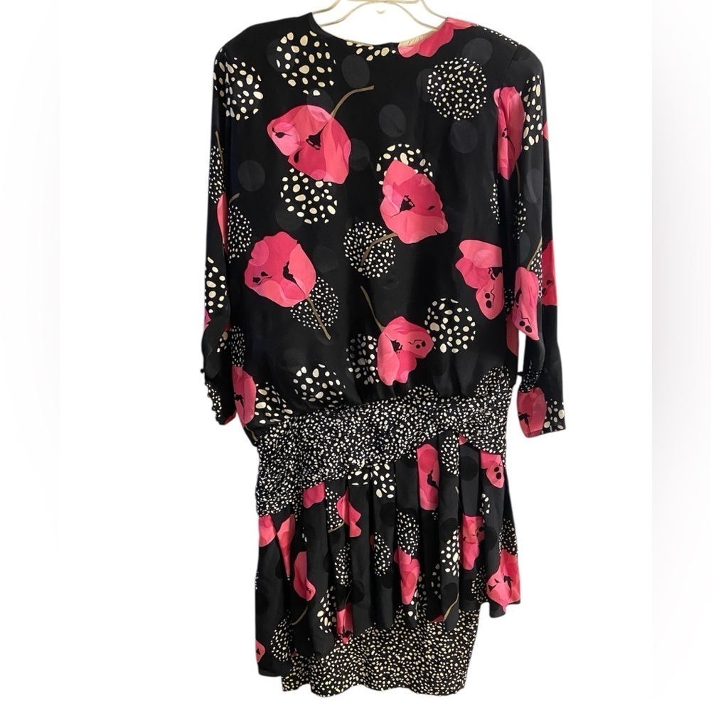 Saint Romei Floral Silk Midi Dress Large 80s Vintage
